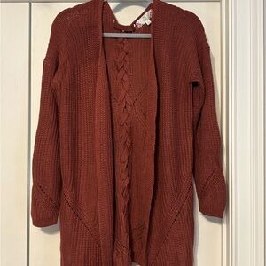Pink Rose Rust Open-Front Cardigan